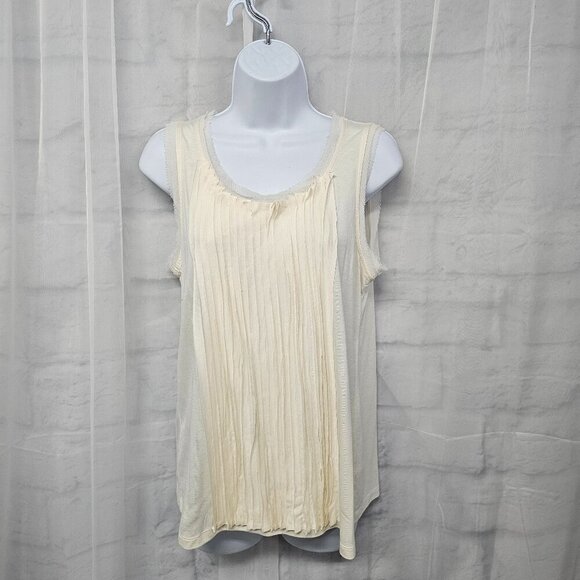 Chico's Cream Coquette Fairy Tank Pleated Ethereal Romantic 1 (M) - Picture 1 of 10